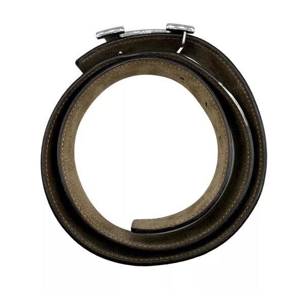 HERMES Constance 85cm Square In L Belt Dark Brown Leather
